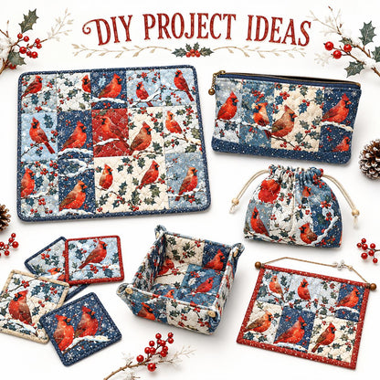 10Pc/Set Christmas Series Northern Cardinal Holly Fat Quarter Fabric, Pre-Cut Square Fabric Assort, Fabric Set, Craft Fabric, Handmade DIY Patchwork Fabric,Home Quilting Sewing Fabric, Packaging Fabric, Scrapbooking Craft Hobbyist