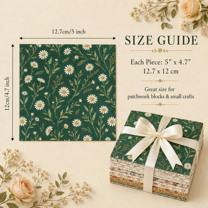 10pcs Charm Pack Set Floral Pattern 100% Polyester Patchwork in 10 Design Styles, Ready-to-Sew Without Cutting, Suitable For Patchwork Wallet Making Gift Giving Tote Bags Coasters DIY Craft Projects