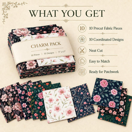 10Pc/Set Flower Series Fat Quarter Fabric, Pre-Cut Square Fabric Assort, Fabric Set, Craft Fabric, Handmade DIY Patchwork Fabric,Home Quilting Sewing Fabric, Packaging Fabric, Scrapbooking Craft Hobbyist