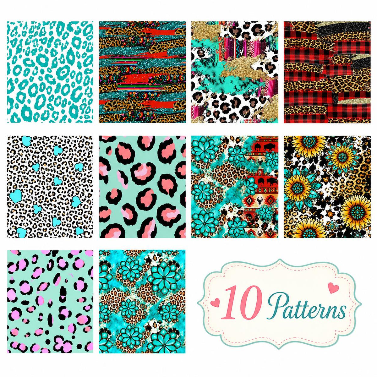 10Pc/Set, Making 10 Images 1pc Each, Each Size: 6.3*50cm Leopard Series Sliced Fabric Set Style Combination, Polyester Jelly Roll Fabric Strips, Pre-Cut Quilting Squares, For Quilting DIY, Handicrafts And Sewing, Blankets, Rugs, Interior Decoration, Home