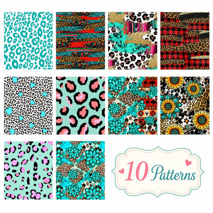 10Pc/Set, Making 10 Images 1pc Each, Each Size: 6.3*50cm Leopard Series Sliced Fabric Set Style Combination, Polyester Jelly Roll Fabric Strips, Pre-Cut Quilting Squares, For Quilting DIY, Handicrafts And Sewing, Blankets, Rugs, Interior Decoration, Home