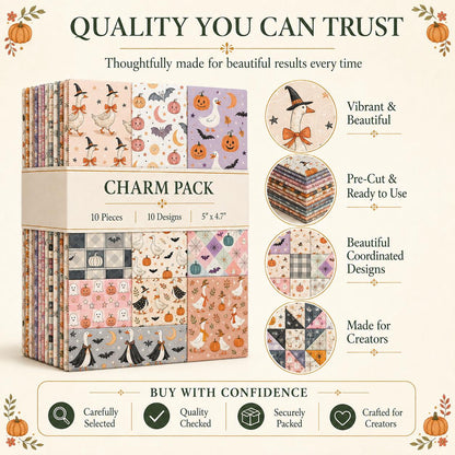 10Pc/Set Halloween Series Star Pumpkin Duck Skull Bat Fat Quarter Fabric, Pre-Cut Square Fabric Assort, Fabric Set, Craft Fabric, Handmade DIY Patchwork Fabric,Home Quilting Sewing Fabric, Packaging Fabric, Scrapbooking Craft Hobbyist