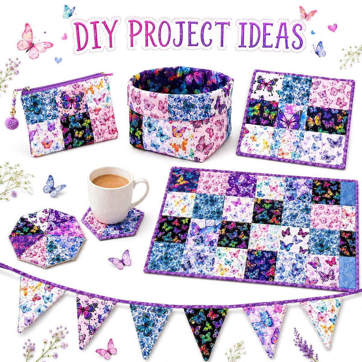 10Pc/Set Flower Butterfly Series Fat Quarter Fabric, Pre-Cut Square Fabric Assort, Fabric Set, Craft Fabric, Handmade DIY Patchwork Fabric,Home Quilting Sewing Fabric, Packaging Fabric, Scrapbooking Craft Hobbyist
