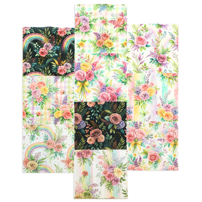 10Pc/Set Flower Plaid Series Fat Quarter Fabric, Pre-Cut Square Fabric Assort, Fabric Set, Craft Fabric, Handmade DIY Patchwork Fabric,Home Quilting Sewing Fabric, Packaging Fabric, Scrapbooking Craft Hobbyist