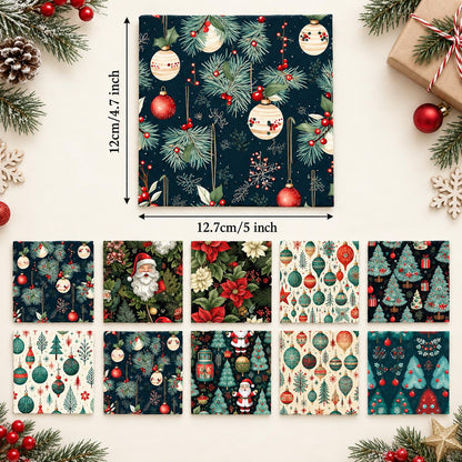 10Pc/Set Christmas Series Flower Tree Bell Star Holly Santa Claus Fat Quarter Fabric, Pre-Cut Square Fabric Assort, Fabric Set, Craft Fabric, Handmade DIY Patchwork Fabric,Home Quilting Sewing Fabric, Packaging Fabric, Scrapbooking Craft Hobbyist