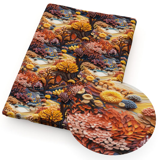 imitation embroidery series leaf leaves tree fabric