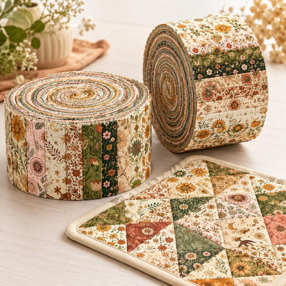 10pcs Vintage Floral Pattern Jelly Roll Fabric Strips 2.5X19.7inch Pre-Cut 100% Polyester For Patchwork Quilts, Table Runners, Placemats, Tote Bags, Storage Pouches, Makeup Bags, Coasters, Quilt Blocks & Binding