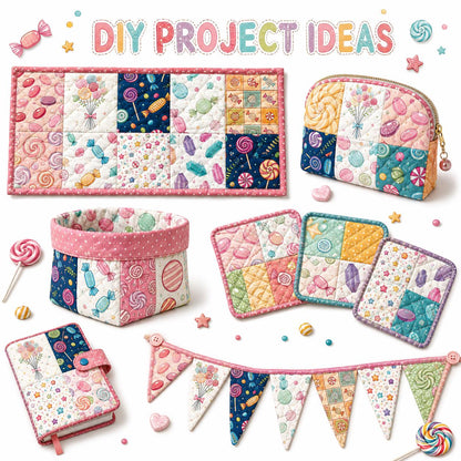 10Pc/Set Candy Series Lollipop Dot Fat Quarter Fabric, Pre-Cut Square Fabric Assort, Fabric Set, Craft Fabric, Handmade DIY Patchwork Fabric,Home Quilting Sewing Fabric, Packaging Fabric, Scrapbooking Craft Hobbyist