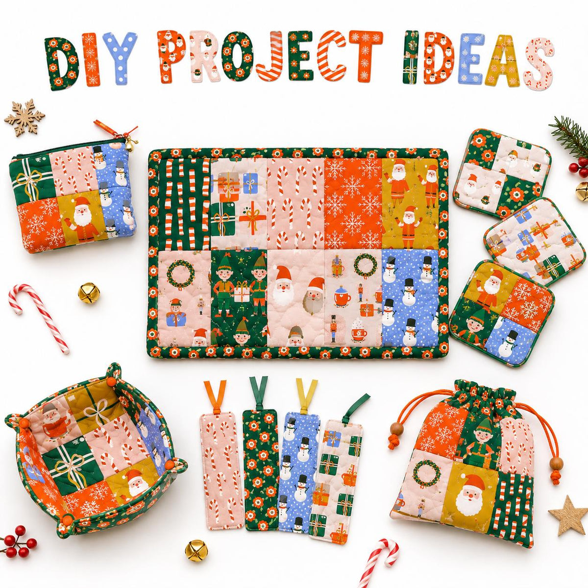 10pcs Charm Pack Set Christmas Santa Pattern Vintage Style Handmade DIY with Rich Color and Texture Elements 100% Polyester Patchwork in 10 Design Styles Suitable for Patchwork DIY Craft Projects DIY Wallet Making Gift Giving Bag Making Mother's Day Gift