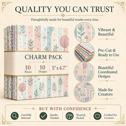10Pc/Set Flower Strip Dot Series Deer Butterfly Star Mushroom Bear Elephan Rose Fat Quarter Fabric, Pre-Cut Square Fabric Assort, Fabric Set, Craft Fabric, Handmade DIY Patchwork Fabric,Home Quilting Sewing Fabric, Packaging Fabric, Scrapbooking Craft Hob