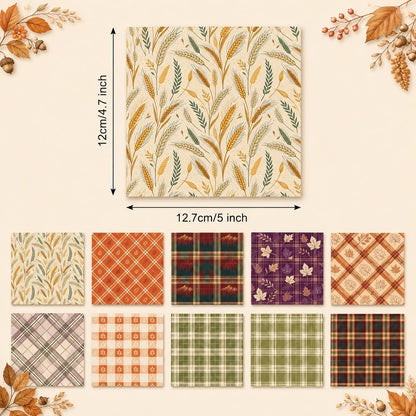 10Pc/Set Autumn Series Plaid Leaves Maple Leaf Fat Quarter Fabric, Pre-Cut Square Fabric Assort, Fabric Set, Craft Fabric, Handmade DIY Patchwork Fabric,Home Quilting Sewing Fabric, Packaging Fabric, Scrapbooking Craft Hobbyist