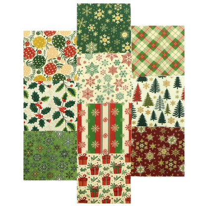 10Pc/Set Christmas Series Stripe Plaid Tree Gift Fat Quarter Fabric, Pre-Cut Square Fabric Assort, Fabric Set, Craft Fabric, Handmade DIY Patchwork Fabric,Home Quilting Sewing Fabric, Packaging Fabric, Scrapbooking Craft Hobbyist