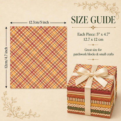 10Pc/Set Autumn Series Plaid Stripe Dot Fat Quarter Fabric, Pre-Cut Square Fabric Assort, Fabric Set, Craft Fabric, Handmade DIY Patchwork Fabric,Home Quilting Sewing Fabric, Packaging Fabric, Scrapbooking Craft Hobbyist
