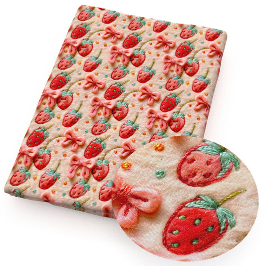 strawberry bowknotbows imitation embroidery series fabric