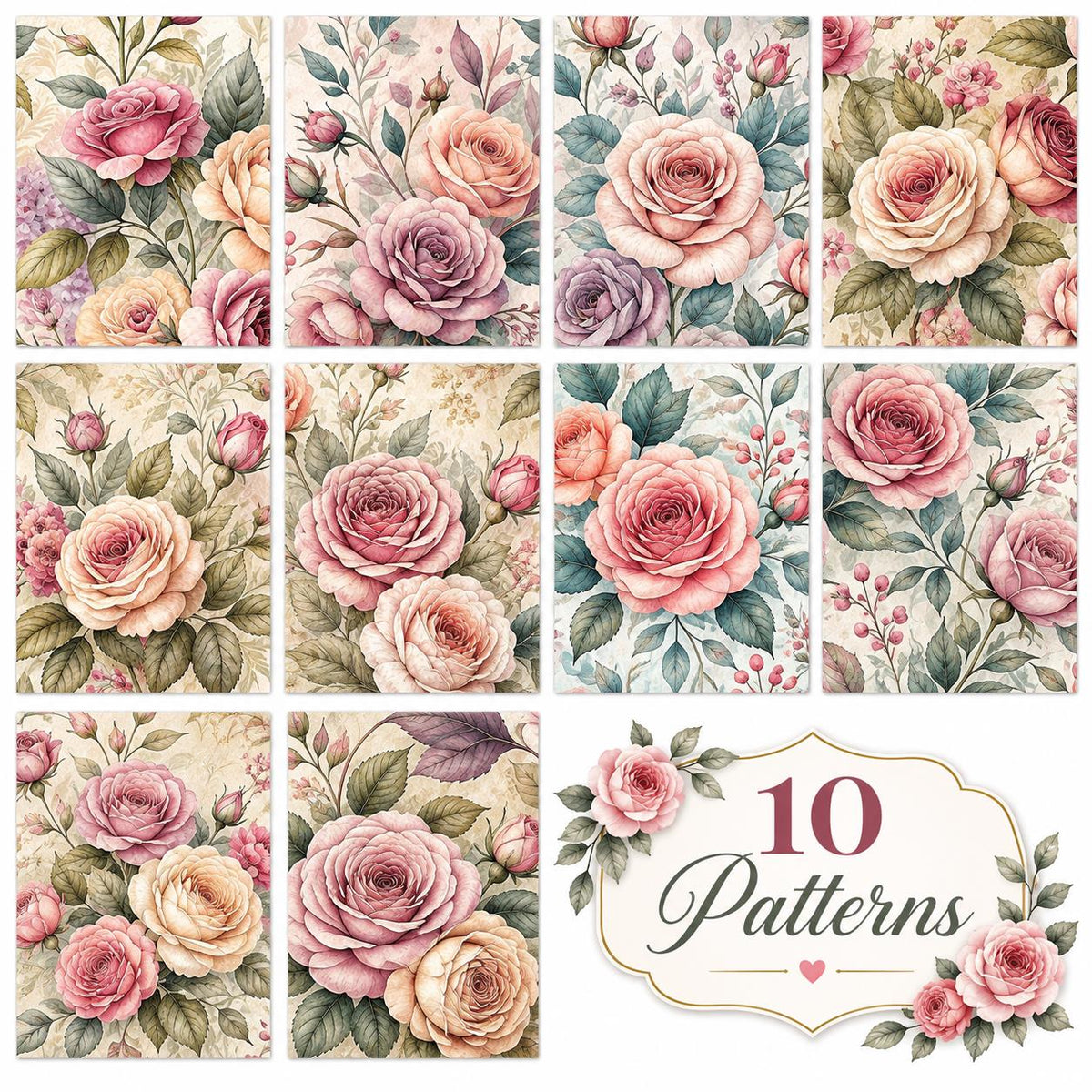 10pcs Vintage Floral Pattern Jelly Roll Fabric Strips 2.5X19.7inch Pre-Cut 100% Polyester For Patchwork Quilts, Table Runners, Placemats, Tote Bags, Storage Pouches, Makeup Bags, Coasters, Quilt Blocks & Binding