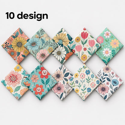 10Pc/Set Flower Series Fat Quarter Fabric, Pre-Cut Square Fabric Assort, Fabric Set, Craft Fabric, Handmade DIY Patchwork Fabric,Home Quilting Sewing Fabric, Packaging Fabric, Scrapbooking Craft Hobbyist