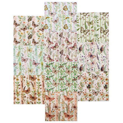 10Pc/Set Flower Stripe Butterfly Series Fat Quarter Fabric, Pre-Cut Square Fabric Assort, Fabric Set, Craft Fabric, Handmade DIY Patchwork Fabric,Home Quilting Sewing Fabric, Packaging Fabric, Scrapbooking Craft Hobbyist