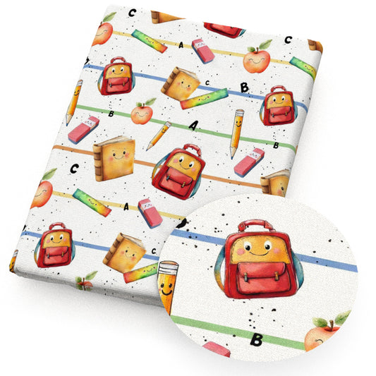 back to school abc school supplies backpack fabric