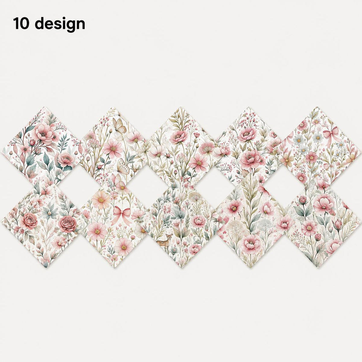 10Pc/Set Flower Series Butterfly Bowknot Fat Quarter Fabric, Pre-Cut Square Fabric Assort, Fabric Set, Craft Fabric, Handmade DIY Patchwork Fabric,Home Quilting Sewing Fabric, Packaging Fabric, Scrapbooking Craft Hobbyist