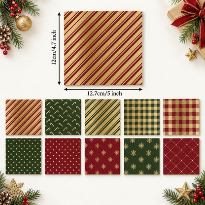 10Pc/Set Christmas Series Plaid Stripe Crutch Fat Quarter Fabric, Pre-Cut Square Fabric Assort, Fabric Set, Craft Fabric, Handmade DIY Patchwork Fabric,Home Quilting Sewing Fabric, Packaging Fabric, Scrapbooking Craft Hobbyist