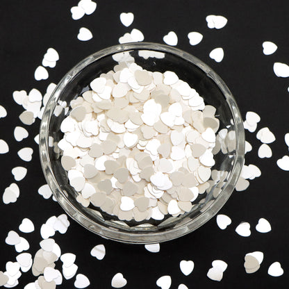 10g Pack White Color Series Heart Sequins, Valentine's Day Plastic DIY Bead Jewelry, Nail Art Filler, Professional Manicure Supplies, Holiday Nail Design Accessories