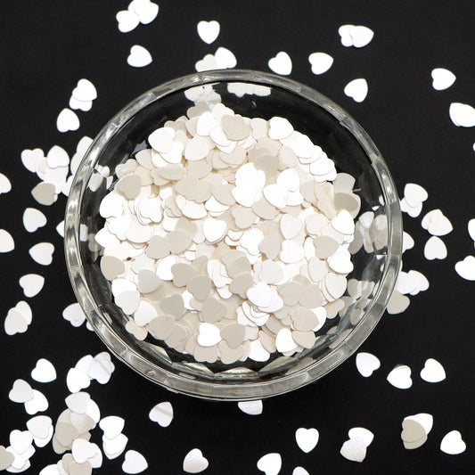 10g Pack White Color Series Heart Sequins, Valentine's Day Plastic DIY Bead Jewelry, Nail Art Filler, Professional Manicure Supplies, Holiday Nail Design Accessories