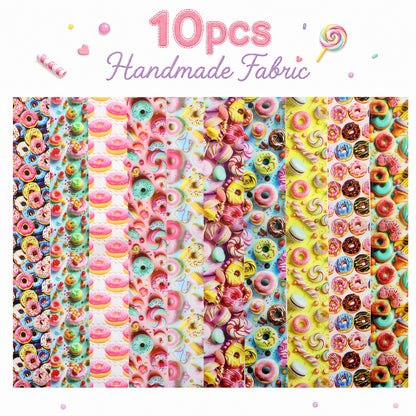 10pcs Donuts Jelly Roll Fabric Strips 2.5X19.7inch Pre-Cut 100% Polyester For Patchwork Quilts, Table Runners, Placemats, Tote Bags, Storage Pouches, Makeup Bags, Coasters, Quilt Blocks & Binding