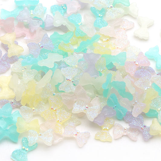20Pcs/pack Glow in the Dark Acrylic Beads Bowknot Shaped Plain Solid Color for Jewelry Making DIY Bracelet Necklace Chain Earrings Charm Decors For Nail Art Design Crafts Jewelry Accessories