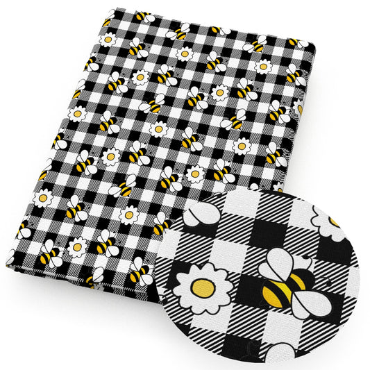 bee plaid flowerfloral fabric