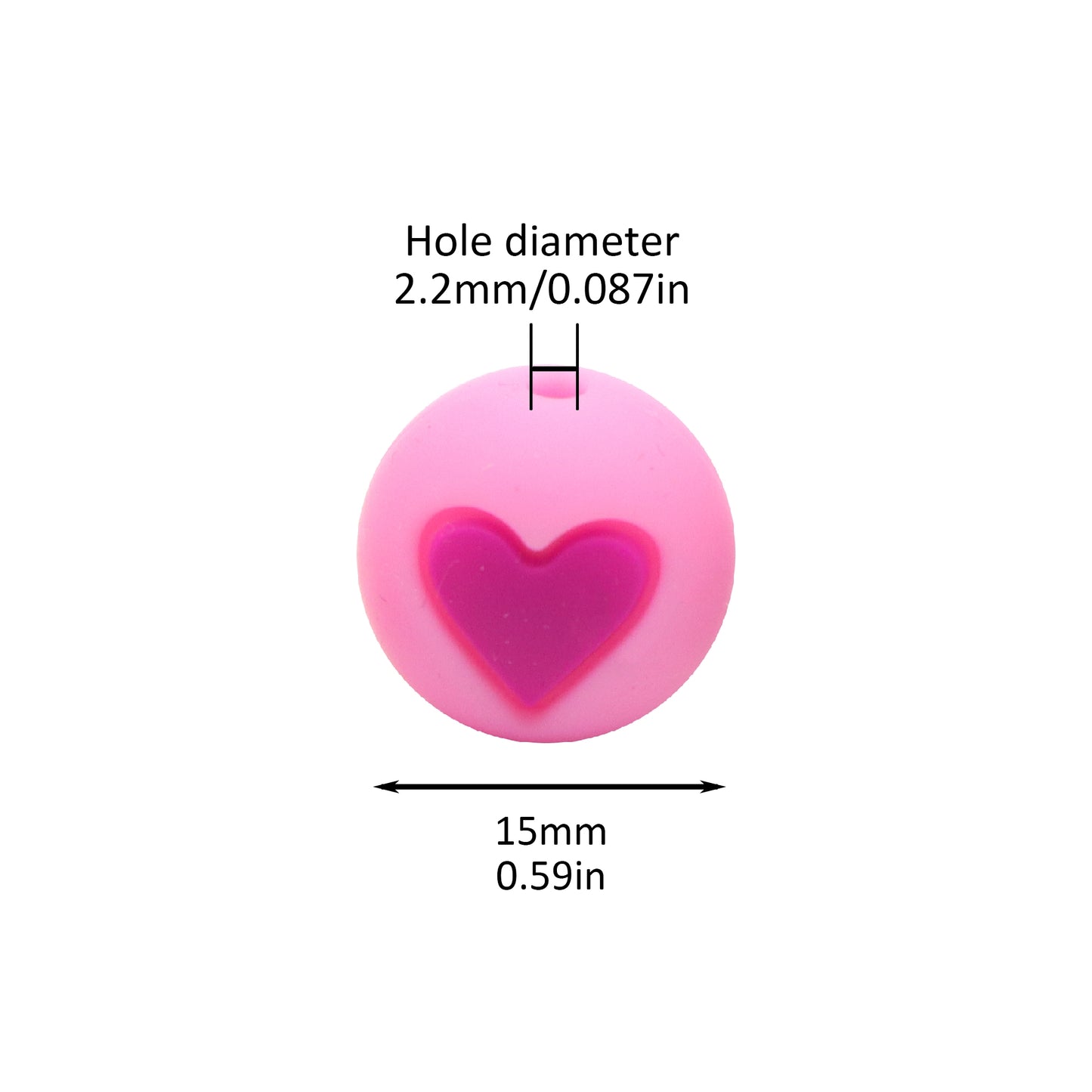 5Pcs 15mm Festive Silicone Beads Love Heart Pattern Round Shaped Focal Beads Loose Spacer Beads for DIY Jewelry Making Accessories DIY Bracelet Necklace Chain Earrings Charm Bangle Decors Craft Pen Supplies