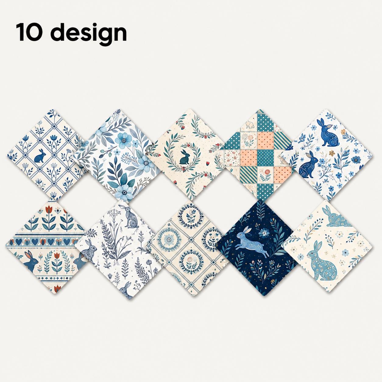 10Pc/Set Flower Series Plaid Rabbit Heart Fat Quarter Fabric, Pre-Cut Square Fabric Assort, Fabric Set, Craft Fabric, Handmade DIY Patchwork Fabric,Home Quilting Sewing Fabric, Packaging Fabric, Scrapbooking Craft Hobbyist