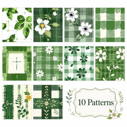 10pcs Vintage Floral Green Pattern Jelly Roll Fabric Strips 2.5X19.7inch Pre-cut 100% Polyester for Patchwork Quilts, Table Runners, Placemats, Tote Bags, Storage Pouches, Makeup Bags, Coasters, Quilt Blocks & Binding Multi-color