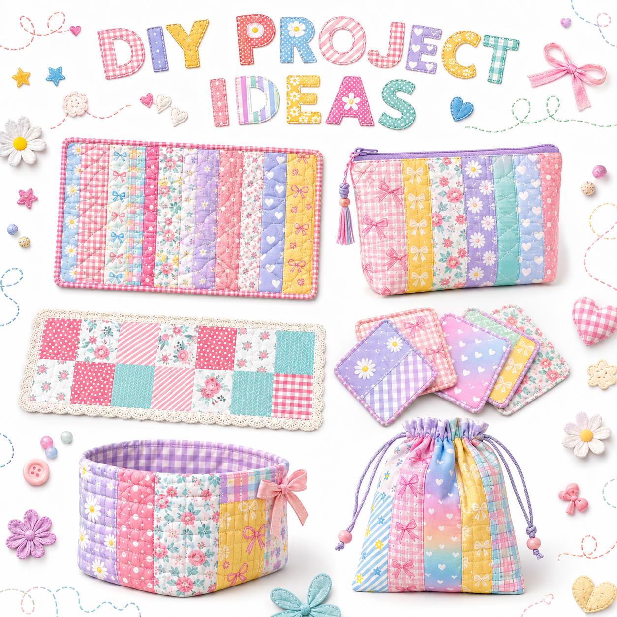 10Pc/Set, Making 10 Images 1pc Each, Each Size: 6.3*50cm Plaid Grid Floral Pink Series Sliced Fabric Set Style Combination, Polyester Jelly Roll Fabric Strips, Pre-Cut Quilting Squares, For Quilting DIY, Handicrafts And Sewing, Blankets, Rugs