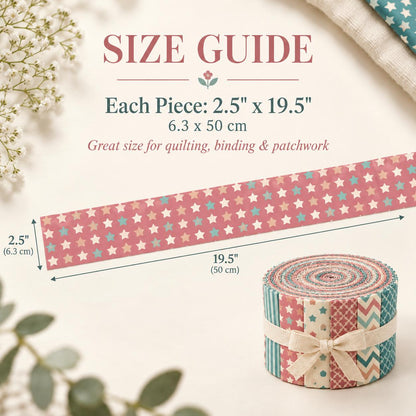 10pcs Vintage Dot Flower Pattern Jelly Roll Fabric Strips 2.5X19.7inch Pre-Cut 100% Polyester For Patchwork Quilts, Table Runners, Placemats, Tote Bags, Storage Pouches, Makeup Bags, Coasters, Quilt Blocks & Binding