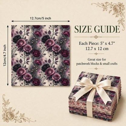 10pcs Charm Pack Set Floral Vintage Style Pattern Handmade DIY with Rich Color and Texture Elements 100% Polyester Patchwork in 10 Design Styles Suitable for Patchwork DIY Craft Projects DIY Wallet Making Gift Giving Bag Making Mother's Day Gift