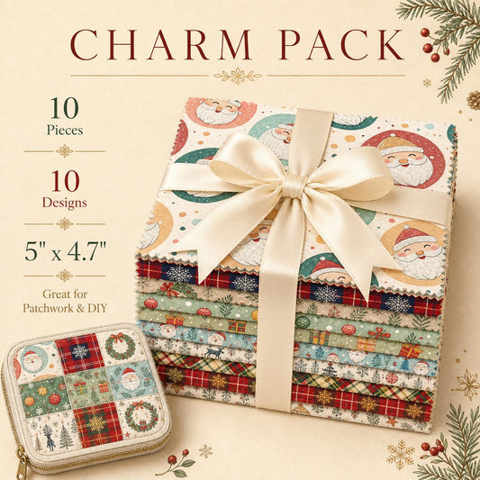 10Pc/Set Christmas Series Plaid Star Deer Santa Claus Gift Fat Quarter Fabric, Pre-Cut Square Fabric Assort, Fabric Set, Craft Fabric, Handmade DIY Patchwork Fabric,Home Quilting Sewing Fabric, Packaging Fabric, Scrapbooking Craft Hobbyist