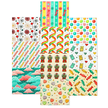 10Pc/Set Heart Series Candy Bear Dot Lollipop Stripe Fat Quarter Fabric, Pre-Cut Square Fabric Assort, Fabric Set, Craft Fabric, Handmade DIY Patchwork Fabric,Home Quilting Sewing Fabric, Packaging Fabric, Scrapbooking Craft Hobbyist
