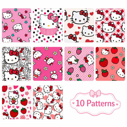 10pcs Vintage Kuromi Hello Kitty Halloween Pattern Jelly Roll Fabric Strips 2.5X19.7inch Pre-cut 100% Polyester for Patchwork Quilts, Table Runners, Placemats, Tote Bags, Storage Pouches, Makeup Bags, Coasters, Quilt Blocks & Binding