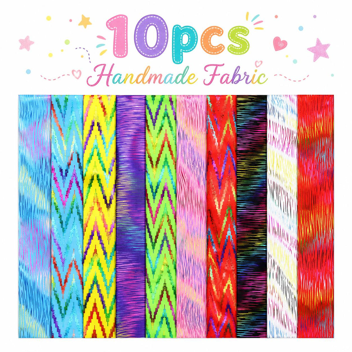 10pcs Vintage Chevron, Zig Zags Pattern Jelly Roll Fabric Strips 2.5X19.7inch Pre-Cut 100% Polyester For Patchwork Quilts, Table Runners, Placemats, Tote Bags, Storage Pouches, Makeup Bags, Coasters, Quilt Blocks & Binding