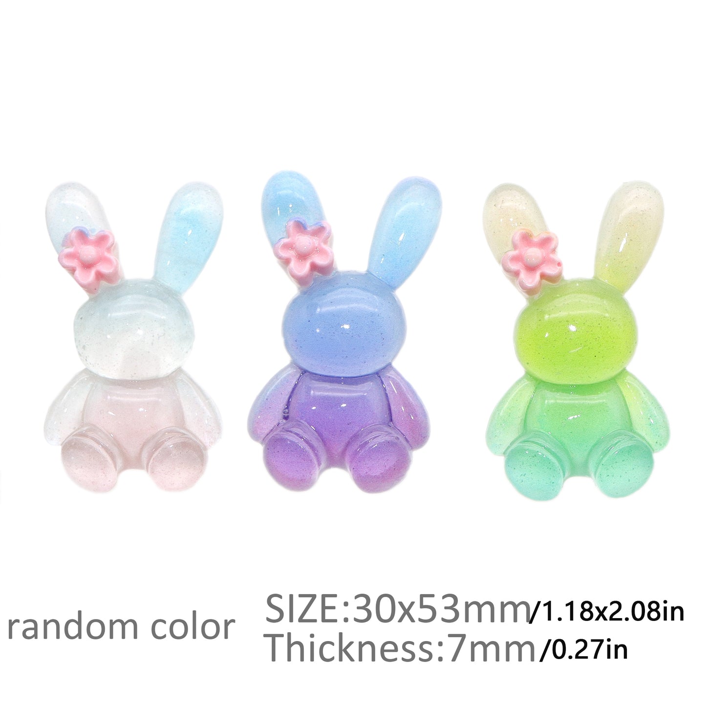 5Pcs Animals Series Acrylic Charms,Rabbit Shaped,Transparent 3D Flatback Resin Cabochons for DIY Jewelry, Earrings, Bracelets, Keychains, Festive Decor, Homemade Gifts, Phone Cases, Water Bottles, Hair Accessories