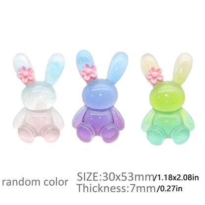 5Pcs Animals Series Acrylic Charms,Rabbit Shaped,Transparent 3D Flatback Resin Cabochons for DIY Jewelry, Earrings, Bracelets, Keychains, Festive Decor, Homemade Gifts, Phone Cases, Water Bottles, Hair Accessories
