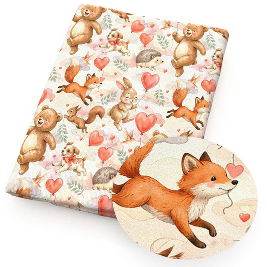 fox rabbit bunny heart love balloon fabric