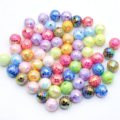 10Pcs Iridescent Bounce Ball Acrylic Beads 16mm Mixed Colors Geometry Acrylic Spacer Beads Charms with Hole Ideal for DIY Jewelry Making DIY Bracelet Necklace Chain Earrings Charm Pen Bangle Decors Festive Craft Supplies