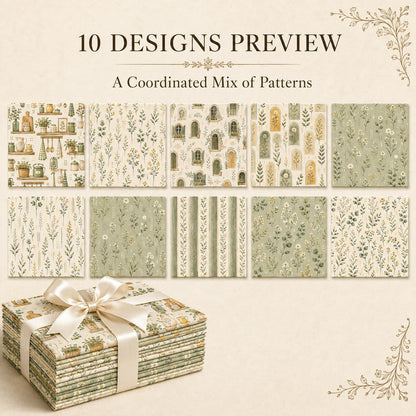 10pcS Charm Pack Set Plant Floral Pattern VIntage Style Handmade DIY With Rich Color and Texture Elements 100% Polyester Patchwork in 10 Design Styles Suitable For Patchwork DIY Craft Projects DIY Wallet Making Gift Giving Bag Making Mother's Day Gift
