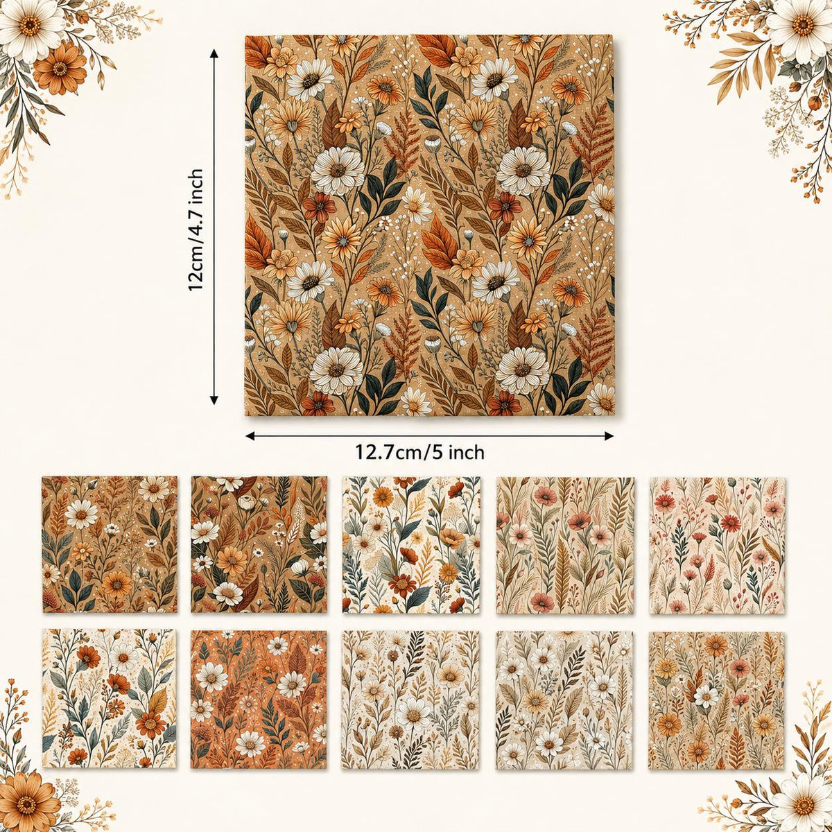 10Pc/Set Flower Series Fat Quarter Fabric, Pre-Cut Square Fabric Assort, Fabric Set, Craft Fabric, Handmade DIY Patchwork Fabric,Home Quilting Sewing Fabric, Packaging Fabric, Scrapbooking Craft Hobbyist