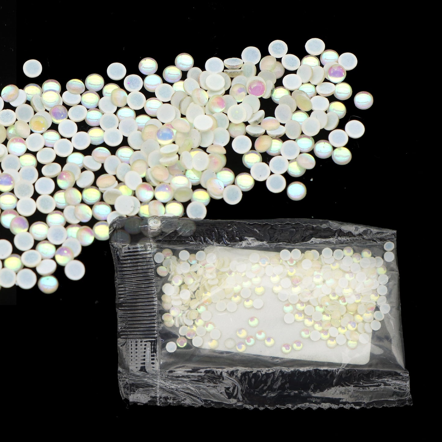 3MM 200pcs/pack Iridescent Half Round Mermaid Color Acrylic Beads Cabochon Pearls For Crafts Necklaces Bracelets Jewelry Decorations Wedding Dress Nail Art