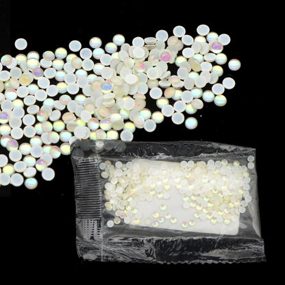 3MM 200pcs/pack Iridescent Half Round Mermaid Color Acrylic Beads Cabochon Pearls For Crafts Necklaces Bracelets Jewelry Decorations Wedding Dress Nail Art