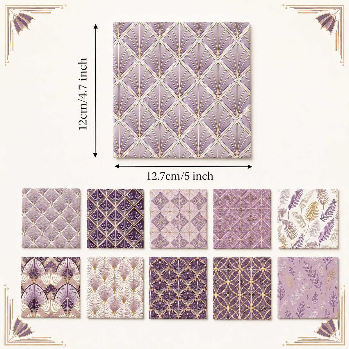 10Pc/Set Purple Series Stripe Leaves Spider Web Fat Quarter Fabric, Pre-Cut Square Fabric Assort, Fabric Set, Craft Fabric, Handmade DIY Patchwork Fabric,Home Quilting Sewing Fabric, Packaging Fabric, Scrapbooking Craft Hobbyist