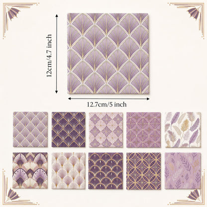 10Pc/Set Purple Series Stripe Leaves Spider Web Fat Quarter Fabric, Pre-Cut Square Fabric Assort, Fabric Set, Craft Fabric, Handmade DIY Patchwork Fabric,Home Quilting Sewing Fabric, Packaging Fabric, Scrapbooking Craft Hobbyist