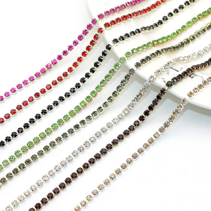 1Meter Sparkling Rhinestone Chain Beads Rhinestone Chain - Jewelry Making Chains for DIY Craft, Shoe, Clothing, Mobile Phone Case Decoration